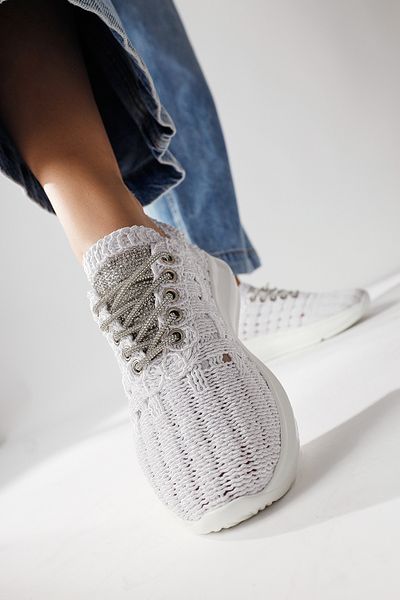 Limoya Pantofi sport pentru femei Melisia White Stone tricotat cu detalii