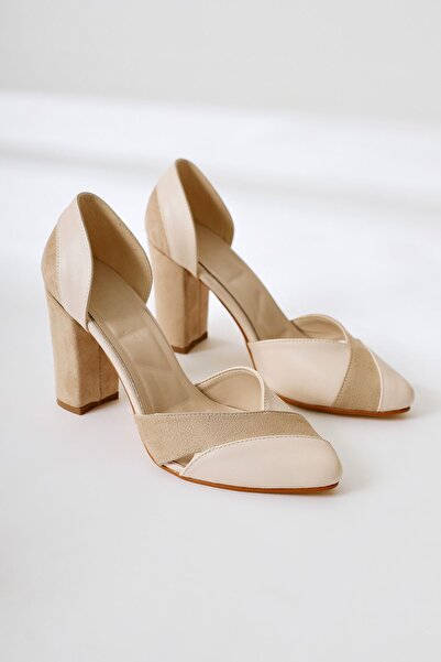 Jilberto Γυναικεία πέδιλα Jacquelyn Beige με ψηλό τακούνι