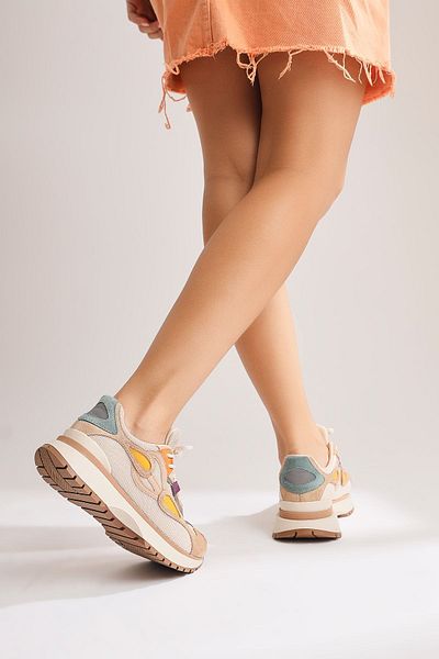 Limoya Gerdh Nud, Bej Tricoturi-pantofi sport pentru femei din piele intoarsa, pantofi sport