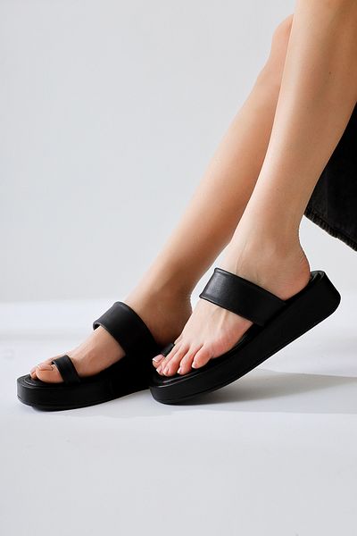 Limoya Deeman Black Thick Sole Women's Flip Flops