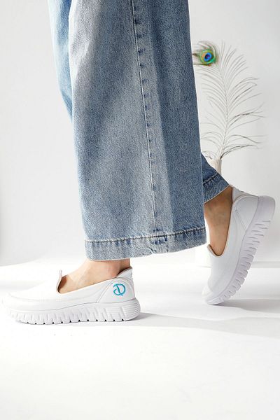 Limoya White Leather Stitched Daily Comfortable Women's Shoes - Comfort