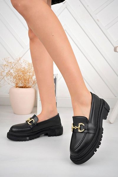 Aymood Mocasini de dama cu varf rotund, pantofi Oxford cu talpa inalta fara sireturi