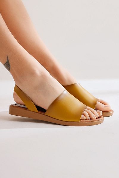 Limoya Sandale de damă Kaia Mustard din piele naturală