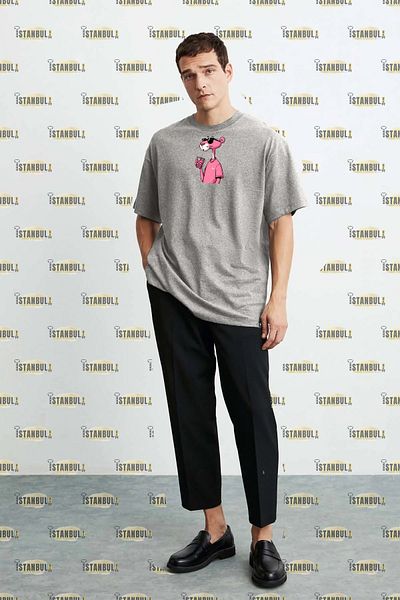 aynewmoda Oversize Pink Panther Printed T-Shirt