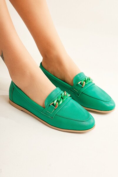 Limoya Fathie Зелений ланцюжок-застібка Детальні балетки, жіночі балетки Вигі...