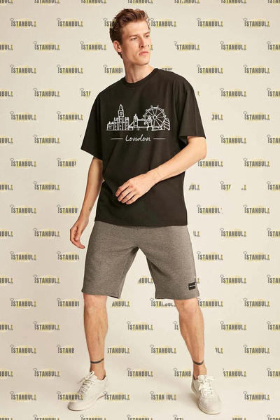 aynewmoda Тениска с щампа LONDON Oversize