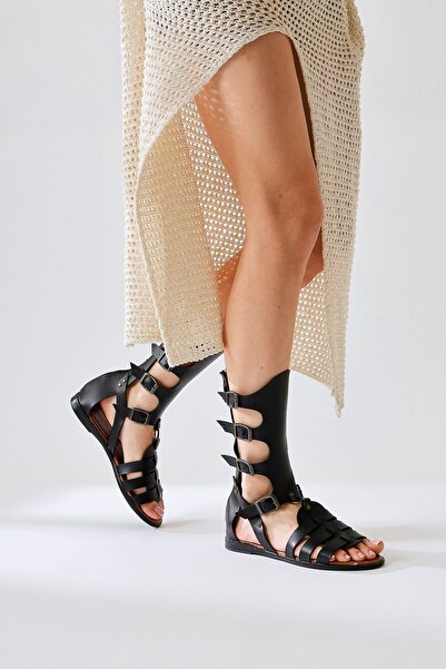 Jilberto Prava koža Baisa Black Sa detaljem kopče Ravan đon paket ženski Sand...