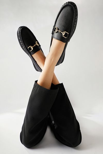 Limoya Tola Black Buckle Detailed Women's Casual Shoes
