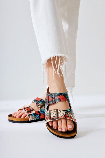 Limoya Beti Multicolored Double Banded Women's Slippers