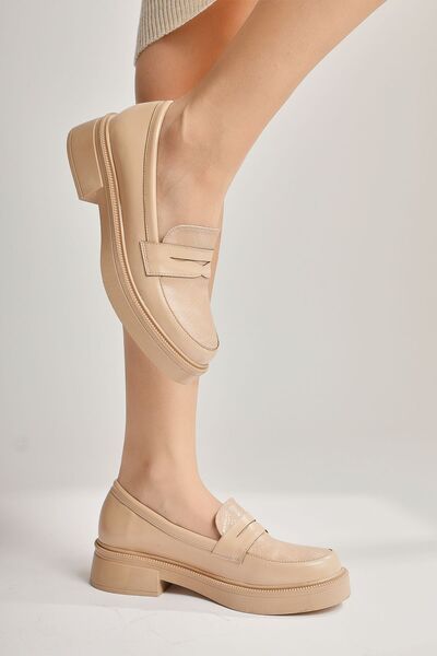 Limoya Weena Nud, Beige Crocodile Detailed Women's Casual Shoes