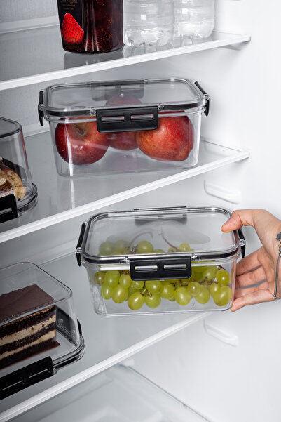 Nandy Home 900ML Set of 3 Square Clear Storage Set with Lock Lid