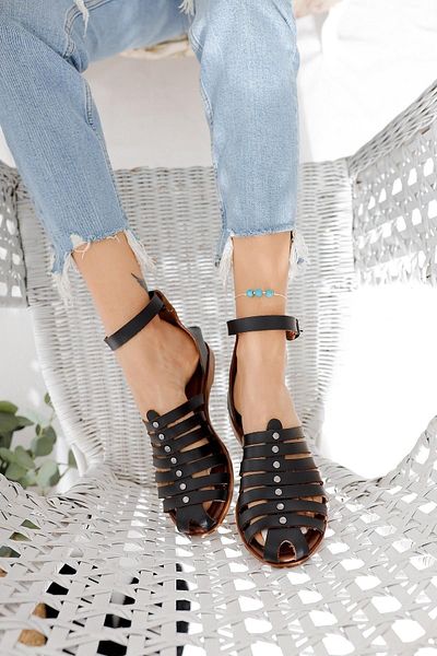 Limoya Sandale de damă Helen Black Bodrum din piele naturală