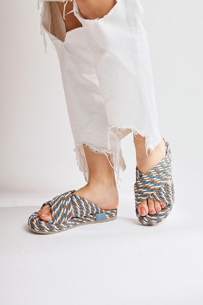 Limoya Papuci de damă Leiya Blue Cross Banded Rope