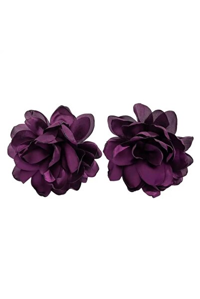 POSEİDONS JEWELLERY Large Size Stylish Flower Satin Earrings - Color Color