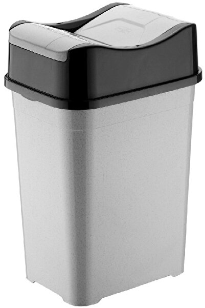 DEEMBRO 35 Lt Büyük Boy Çöp Kovası Çift Taraf Itme Kapaklı Gri Mutfak Banyo Ofis 29*38*52 Cm