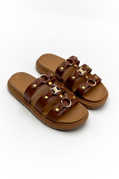 McDark Belinda Women - Tan Leather Powder Slippers
