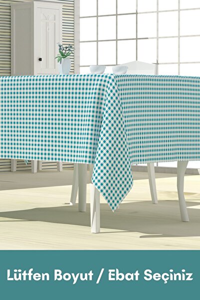 LATTE TEKSTİL مفرش طاولة وطاولة باللون الفيروزي - من القماش القطني