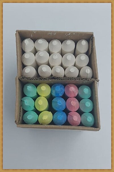 Beytuna 15 Adet Beyaz Tebeşir + 15 Adet Renkli Tebeşir (Toplam 30 Adet Tozsuz...