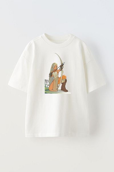 NMG TEKSTİL Bumbac alb supradimensionat - Tricou imprimat cu desenul elf arcaș