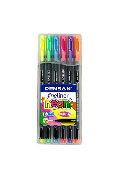 MBB ETİCARET Pensan Fineliner - 6-Piece Neon Plastic Pen Set