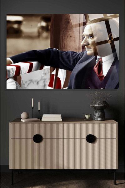 TAULART Γυάλινος πίνακας υψηλής ευκρίνειας Ataturk υψηλής ποιότητας 4mm, ανθε...