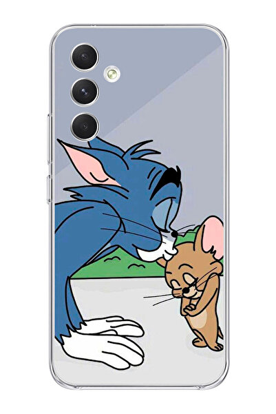 SUPER FRAME Samsung Galaxy A35 Uyumlu Tom ve Jerry Tasarımlı Şeffaf Telefon K...