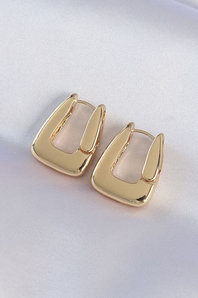 REKA MODA Gold Brass Color Thick Earrings