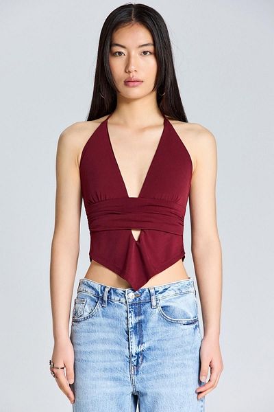 boutiquen Model 2401 - Bluză roșie Claret cu decolteu
