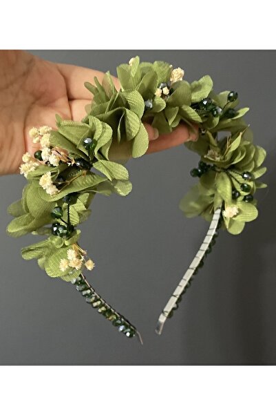 DesaAccessories Çiçekli Kristal Taş İşlememeli, Gelin, Nişan, Lohusa, Çocuk Tacı