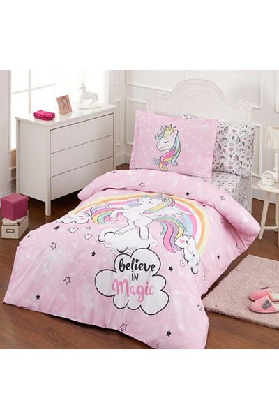 Melodie Pink and White Ozdilek Single Unicorn 155x215 Blanket