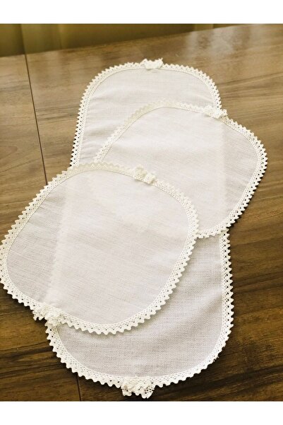 İpekce kanavice 3 Lü Işlemelik Yuvarlak Peçeteli Oda Takımı