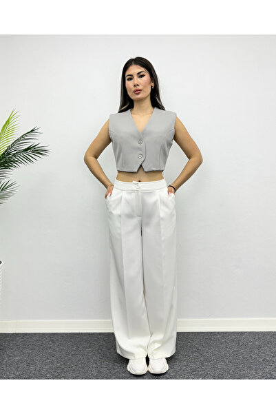 deqfashion Vestă cu nasturi dubli