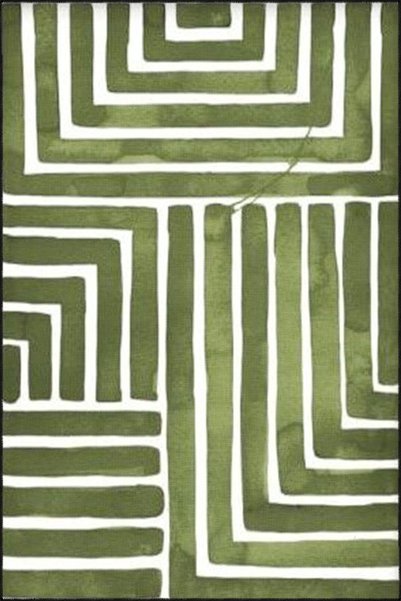 Rugs Modern Halı Green Thick Line and White Pattern Decorative and Washable C...
