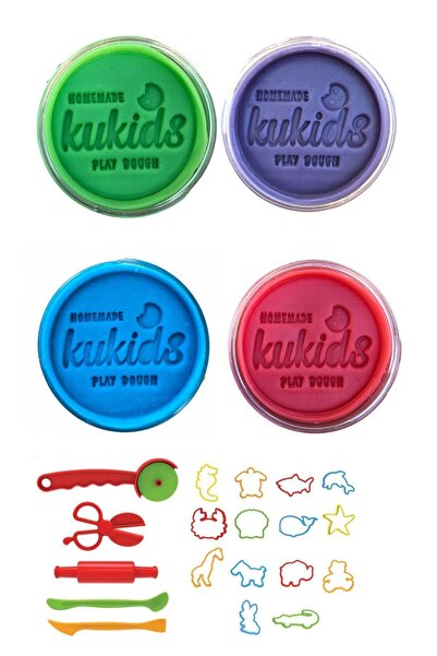 KuKids Doğal Oyun Hamuru Eğitici Oyuncak Ve Başlangıç Seti 4x130 gram