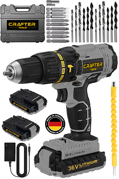 CRAFTERTOOLS 36V 5Ah Şarjlı Darbeli Matkap Vidalama Seti Çelik Şanzuman Çift ...