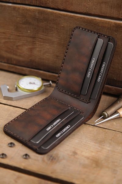 New Coast Leather 1900's Минималистичен мъжки портфейл - Естествена кожа, ръчна изработка