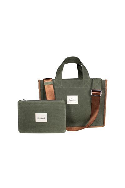Atelier Bomonti Hishi Rj Tote Bag Khaki Waxed Canvas Bag Brown Shoulder Strap