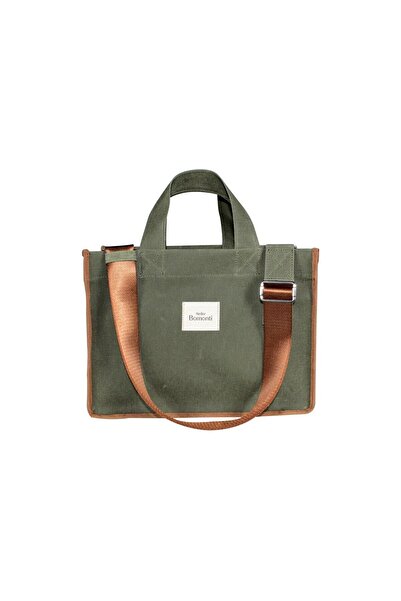 Atelier Bomonti Hishi Rj Tote Bag Khaki Waxed Canvas Bag Brown Shoulder Strap