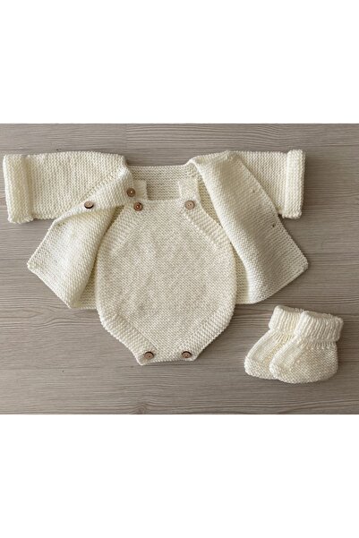 Hobihanem Tuhafiye Bebek Hırka-Tulum-Çorap Takımı Yenidoğan Hastane Çıkışı He...