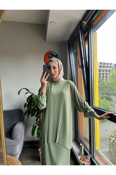 MODAMÜNASİP Υπέροχο Σετ Σάντι με δύο τεμάχια με πλισέ φούστα