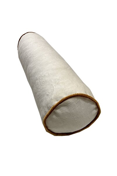 YASTIKMİNDER Yatıkminder Kadife Krem Gold Fitilli 44x14 Cm Sosis Silindir Yastık