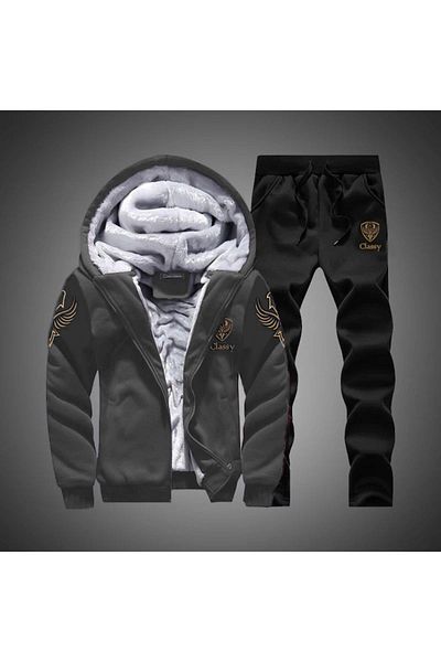 CLASSY.MODA Tracksuit Set - 2-Piece Top and Bottom - Nakiş - Hooded