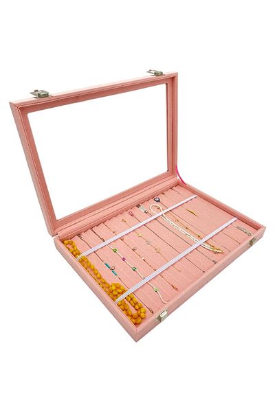 kutuveaksesuar Κρεμαστό βραχιόλι Organizer Velvet Fabric Plated Pink