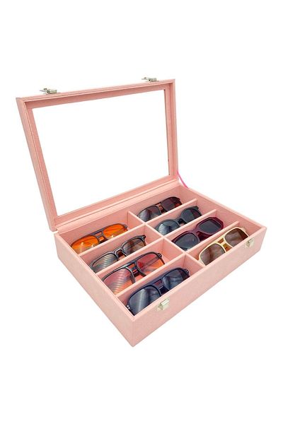 sezginkutuveaksesuar Glasses Box 8 Pieces Suede Pink