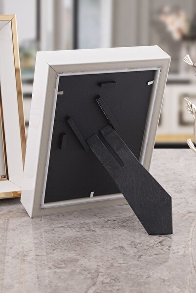 Seniste Milano Glass Decorative Picture Frame White-gold Adjustable Stand-Wall Hangable 15x21 Cm