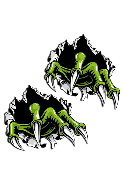 MegaSticker Monster Claw Patterned Auto/Motorcycle/Helmet/Laptop Sticker - 13x10 Cm, 2 Pieces