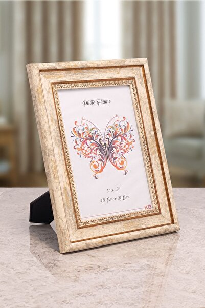 Seniste Verona Glass Decorative Picture Frame Single Cream with Adjustable Legs - Wall Hangable 15x21 Cm