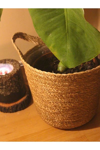 Paganca Голяма водоустойчива саксия/кошница/органайзер от ракита с дръжка