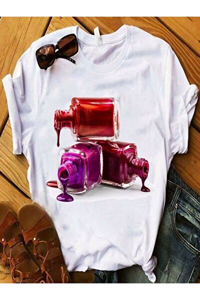 CLASSY.MODA Μπλουζάκι μονόχρωμο - Λευκό μπλουζάκι με κοντό μανίκι με λαιμόκοψη