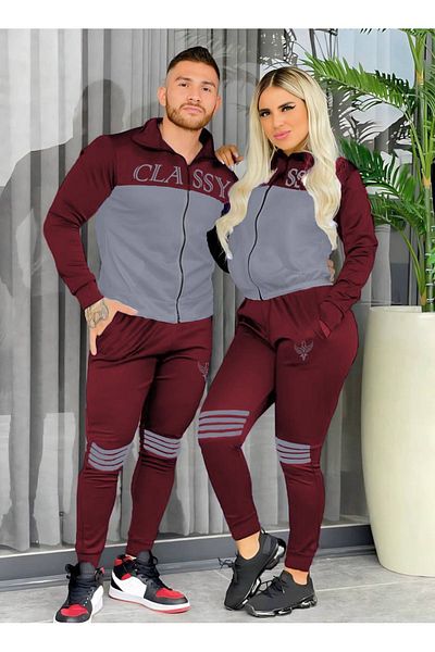 CLASSY.MODA طقم رياضي - طقم بدلة رياضية - قماش ذو خيطين - تطريز - جيب فلوتاسليزر - فيات شتاء واحد